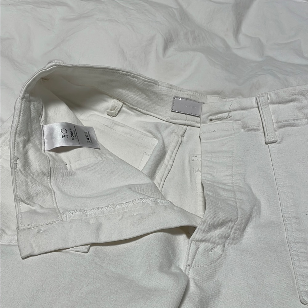 MOTHER patch pocket ankle fray Women's Jeans - White Size 30